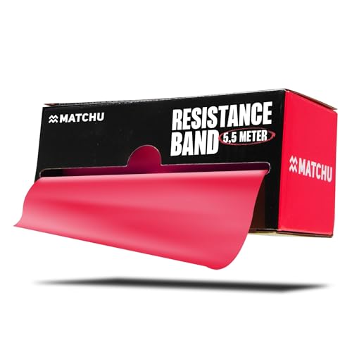Matchu Sports | Widerstandsbänder | Resistance Bands | 100% Latex | Abschneidbar | 5.5M, 25M oder 45M | Extra leicht bis extra schwer | (Rot - Leicht (4-5 KG), 5,5 M) von Matchu