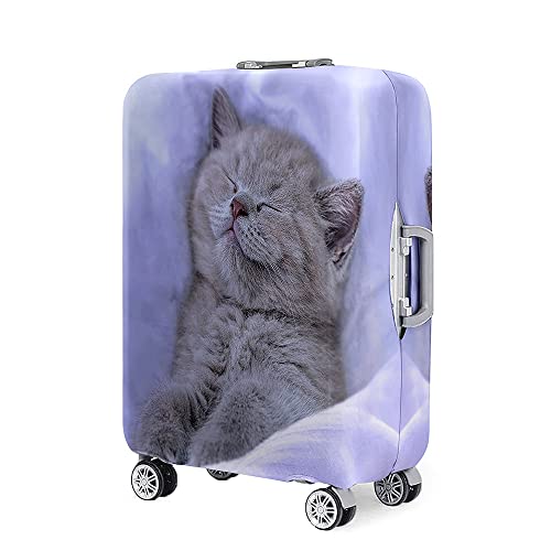 Mateju 18"-32" Kofferschutzhülle, 3D-Katzen Elastisch Kofferhülle Waschbar Koffer Schutzhülle aus Polyester, Kofferschutz Koffer Hülle mit Reißverschluss S-XL (Lila,XL) von Mateju
