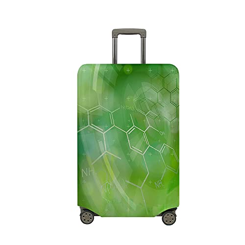 Mateju 18"-32" Kofferschutzhülle Chemische Formel 3D Elastisch Kofferhülle Waschbar Koffer Schutzhülle aus Polyester Kofferschutz Koffer Hülle mit Reißverschluss S-XL (Grün,L) von Mateju