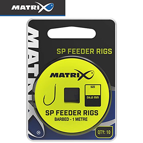 Fox Matrix SP Feeder Rigs barbed 1m - 10 gebundene Angelhaken zum Feederangeln, Feederhaken zum Feedern auf Friedfische, Hakengröße/Schnurdurchmesser:Gr. 18 / 0.125mm von Matrix