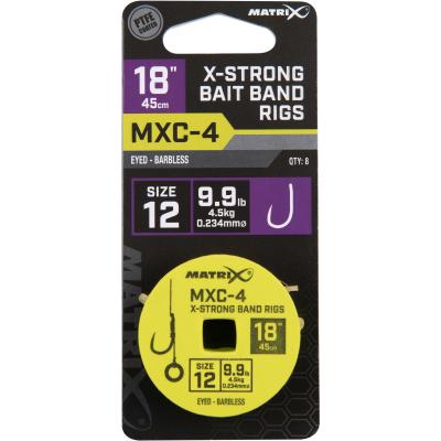Matrix Mxc-4 Size 12 Barbless 0.23mm 18" 45cm X-Strong Bait Band 8Pcs von Matrix