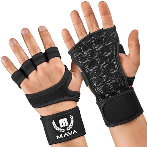 Mava Cross-Training-Handschuhe mit Handgelenkstütze für Fitness, WOD-Training, Gewichtheben, Kraftdreikampf, Fitnessstudio - Silikonpolsterung, für Männer und Frauen von Mava Sports
