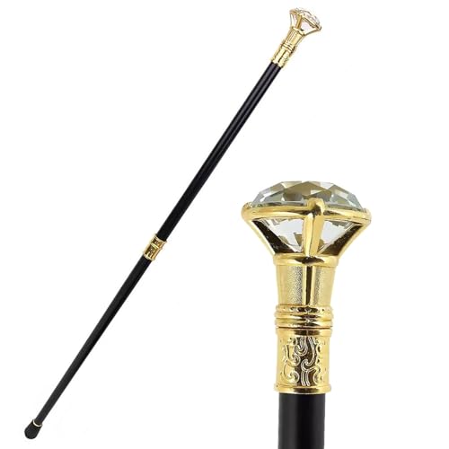 Gentleman's Stick-Diamantkopf 36" Gehstock stilvoller Gehstock für ältere Menschen Zuhälterstöcke für Männer Frauen Kostümzubehör(Gold,91cm/35.8in) von Mavcobo
