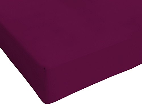 Max color Betttuch 25cm Ecke, Pflaume, Doppelte von Italian Bed Linen