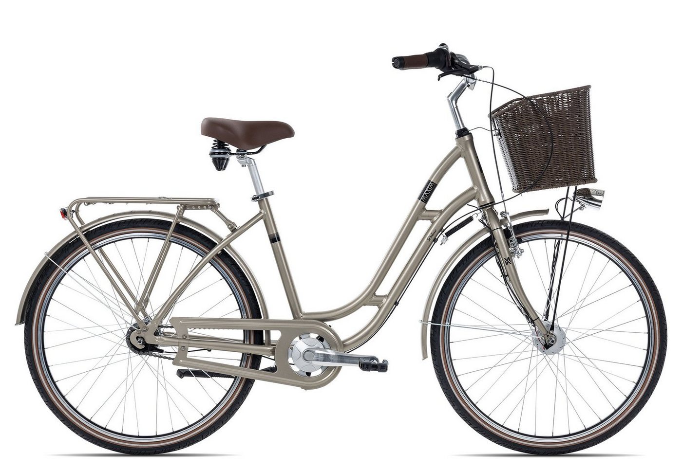 Maxim Cityrad Deluxe 26 Wave, 7 Gang Shimano Nexus 7 SG-C3001-7C Rücktritt Schaltwerk, Nabenschaltung Rücktritt, Damenrad Tiefeinstieg 26 Zoll braun/beige von Maxim