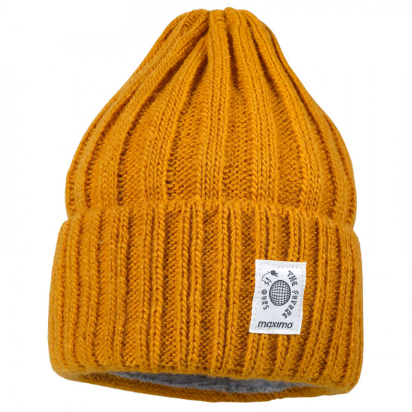 maximo - Kid's Mütze gerippt mit Umschlag - Mütze Gr 51;55 cm oliv;orange von Maximo