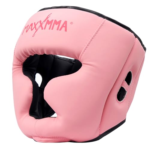 MaxxMMA Box-Kopfschutz, Verstellbarer Rundum-Schutzkopfschutz mit Stirnband, MMA-Training, Muay Thai, Sparring, Kampfsport, Karate (Rosa, L) von MaxxMMA