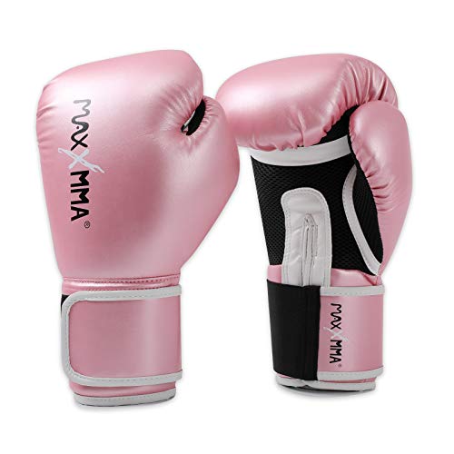 MaxxMMA Pro Style Boxhandschuhe für Damen und Herren, Effiziente Stoßdämpfung, Handgelenkschutz, Boxsack, MMA, Muay Thai, Sparring (Rosa, 10oz) von MaxxMMA