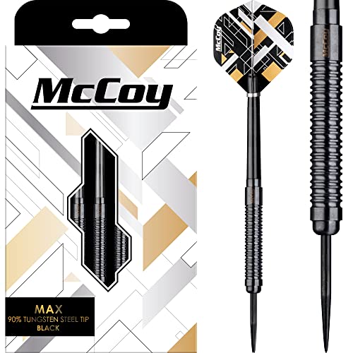 McCoy Darts D6016 MAX | Premium 90% Wolframstahl Spitze Dartpfeile Set | Schwarz 24g von McCoy