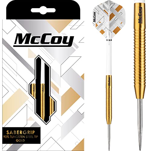 McCoy Darts D6047 Sabergrip Gold | Premium 90% Wolframstahl Spitze Dartpfeile Set | 20g von McCoy