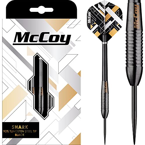 McCoy Darts D6059 Shark Black | Premium 90% Wolframstahl Spitze Dartpfeile Set | 22g von McCoy