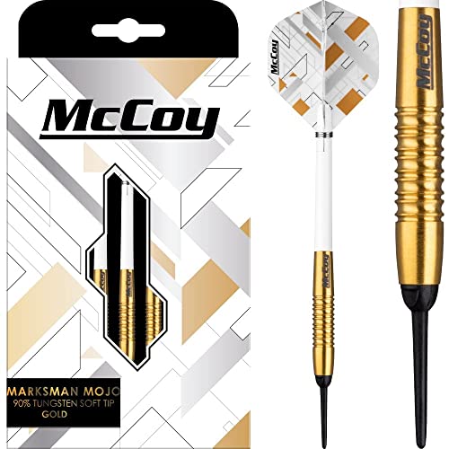 McCoy Darts D6079 Marksman | Premium 90% Wolfram Soft Tip Darts Set | Gold 18g von McCoy
