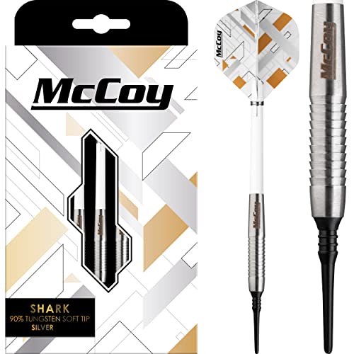 McCoy Darts D6094 Shark | Premium 90% Wolfram Soft Tip Darts Set | Silber 20g von McCoy