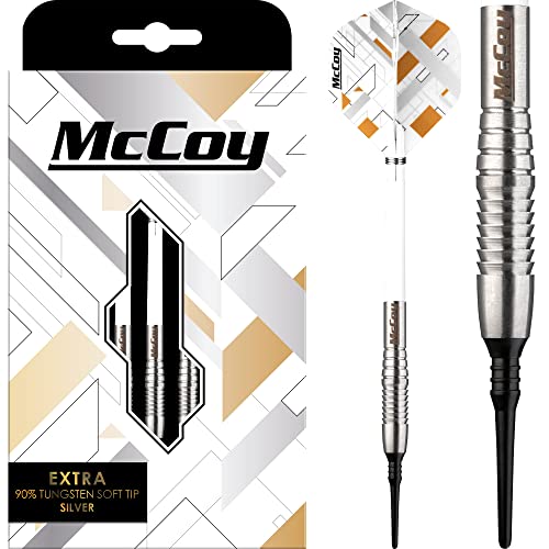 McCoy Darts D6098 Xtra | Premium 90% Wolfram Soft Tip Darts Set | Silber 20g von McCoy