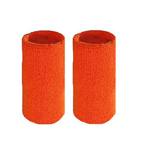 Mcolics Handgelenk-Schweißband in 11 verschiedenen Farben – athletische Baumwoll-Armbänder (1 Paar), Orange/Rot von Mcolics