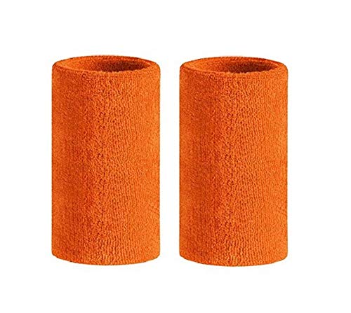mcolics 6 "Zoll Handgelenk Schweißband In 11 verschiedenen Farben – Athletic Baumwolle Armbänder Armbinden, (1 Paar), Orange von Mcolics