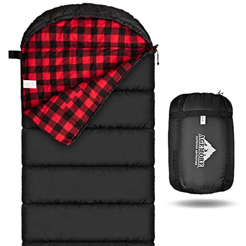 Mcota Baumwoll-Flanell-Schlafsack für Erwachsene, 100% Baumwollfutter-Schlafsack für Camping, Wandern, Rucksackreisen, leicht und tragbar, 3-4 Jahreszeiten bei warmem Wetter (Schwarz/Rot) von Mcota