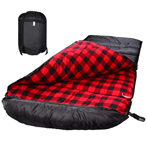 Baumwoll-Flanell-Schlafsack für Erwachsene, 100% Baumwollfutter-Schlafsack für Camping, Wandern, Rucksackreisen, leicht und tragbar, 3-4 Jahreszeiten bei warmem Wetter (Schwarz/Rot (2.8kg)) von Mcota