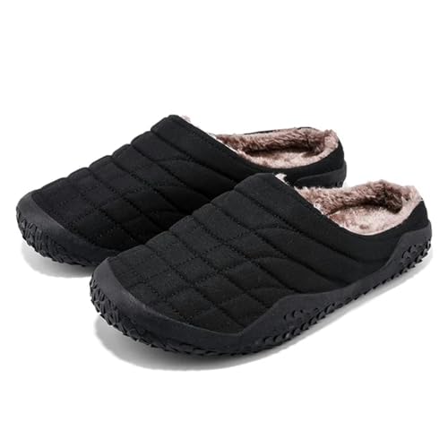 MdybF Hausschuhe Damen Winter Folien Für Männer Winterplattform Pantoffeln Bequem Wild Atmungsaktiv Und Samt Halten-schwarz-'47 von MdybF