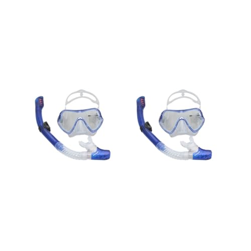 2 Set Taucherbrille Abnehmbare Mann Frau Flexibler Gurt Schwimmen Tauchen Schnorcheln Brille mit Atemschlauch Blau Transparent von Mealoodiousmusea