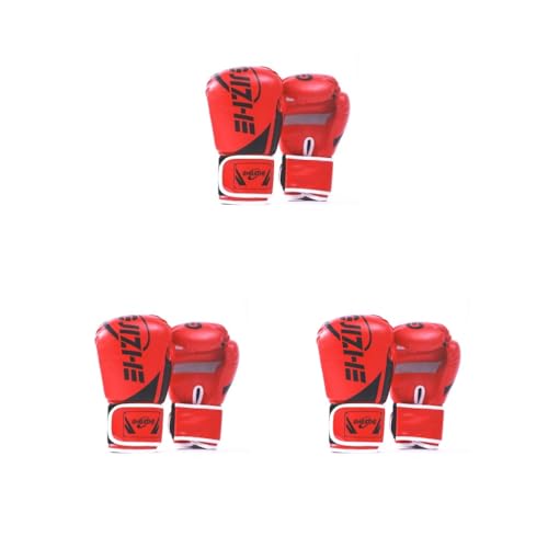 Boxhandschuhe für Erwachsene, verstellbar, Boxhandschuhe, Handschutz, Sportausrüstung, Zubehör, Rot, 3 Stück von Mealoodiousmusea