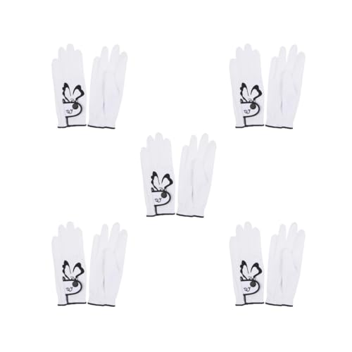 Mealoodiousmusea 5 Set 1 Paar Cartoon-Golf-PU-Handschuhe, atmungsaktive Handschuhe, tragbar, verdickte Fäustlinge, Handausrüstung für Outdoor, Fitnessstudio, Weiß, Größe 20 von Mealoodiousmusea