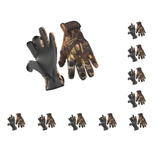 Mealoodiousmusea Fischhandschuhe, rutschfeste Neopren-Handschuhe, Angelhandschuhe, verstellbare Reithandschuhe mit Aufkleber, gute Elastizität zum Klettern, Größe XL, 10 Stück von Mealoodiousmusea