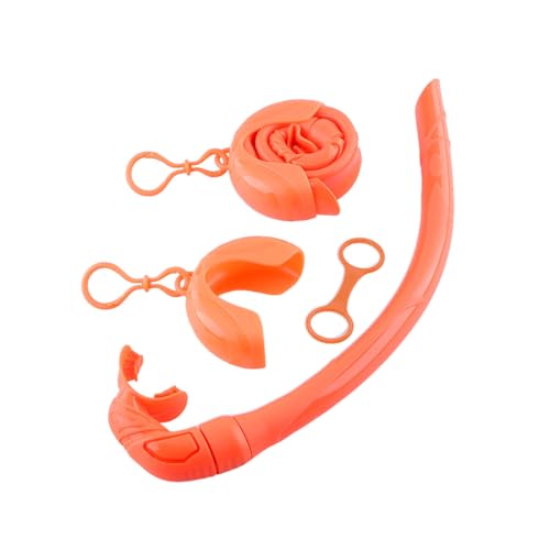 Silikon Schnorchelschlauch Faltbar Flexibel Mini Erwachsene Schwimmen Tauchen Freitauchen Schnorcheln Tubes mit Aufbewahrungsbox Orange von Mealoodiousmusea