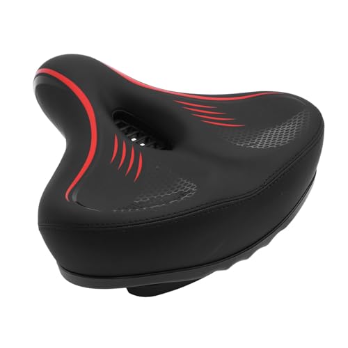 MechKit Fahrradsattel Herren Damen, PU Leder Memory Schaum Stoßdämpfung Bequem Fahrrad Sattel Wasserdicht Atmungsaktiv Fahrradsitz Kissen für Mountainbike Rennrad (Rot) von MechKit