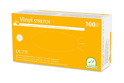 Medi-Inn+ Vinyl Stretch puderfrei Einmalhandschuhe Größe S | 1000 Stück | Vinylhandschuhe in praktischer Spenderbox von Medi-Inn+