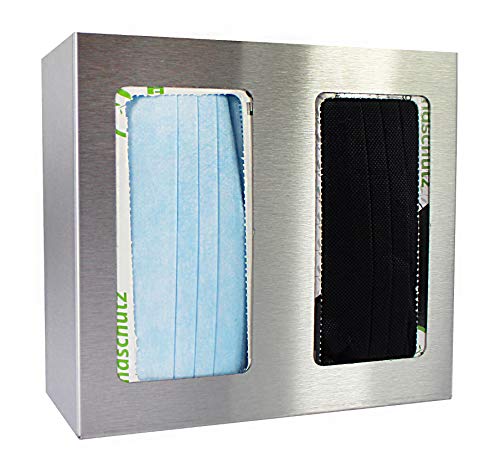 Medi-Inn+ Edelstahlspender für Mundschutz 8,5 cm x 21,5 cm x 19,5 cm silber für zwei Packungen (1 Stück) von Medi-Inn+