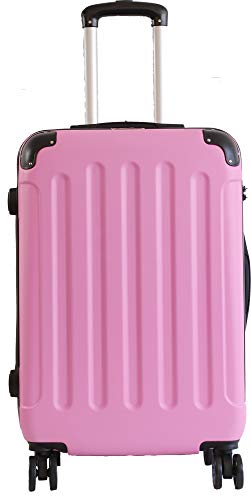 Koffer & Reisekoffer mit 4 Doppelrollen & Teleskopstange und TSA Schloß - Hartschalenkoffer 49x35x23 (Pink, S) von Mediablue