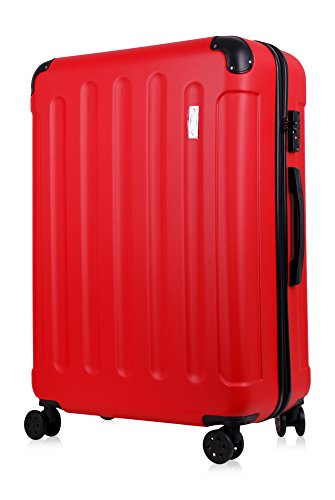 Koffer & Reisekoffer mit 4 Doppelrollen & Teleskopstange und TSA Schloß - Hartschalenkoffer 68x46x28,5 (Red, XL) von Mediablue