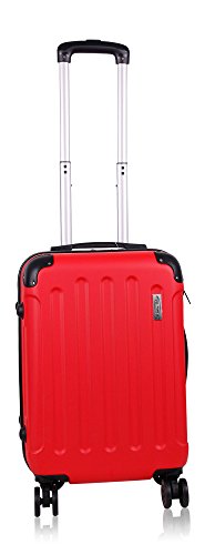 Koffer & Reisekoffer mit 4 Doppelrollen & Teleskopstange und TSA Schloß - Hartschalenkoffer:49x35x23(Red, S) von Mediablue
