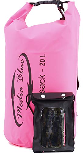 Mediablue Dry Bag,5L,10L,20L,wasserdichte Tasche,Wasserdichter Packsack,wasserdichte Beutel mit Wasser (Pink, 20 Liter) von Mediablue