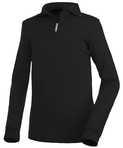 Medico Kinder Ski Shirt, schwarz, 140, 100% Baumwolle, Langarm, Rollkragen, Reißverschluss, schwarz, 140 von Medico