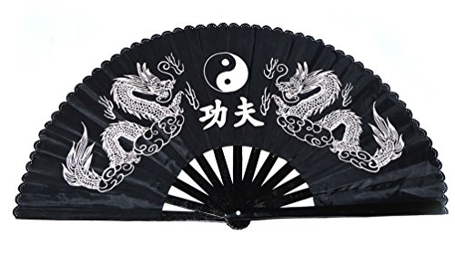 Chinesische Kung Fu Tai Chi Fan Arts Dance/Praxis Performance Bambus Klapptisch Fan Double Dragon Hand Fan von Medifier