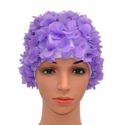 Medifier Badekappe mit Blumenmuster, Retro-Stil, für Damen, violett von Medifier