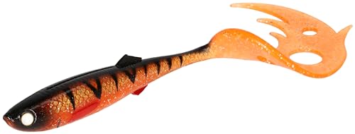 Gummifisch Gummi Köder Mikado Sicario Pike Tail (18cm/ORANGE Perch) von Meduza