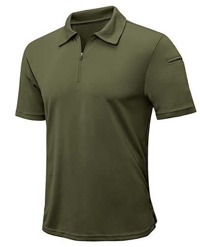 MeetHoo Polo Shirts Herren Kurzarm Zipper Outdoor Golf T-Shirts Atmungsaktives Sport Polohemd mit Pocket für Männer Sommer Tennis Camping Wandern Trecking von MeetHoo