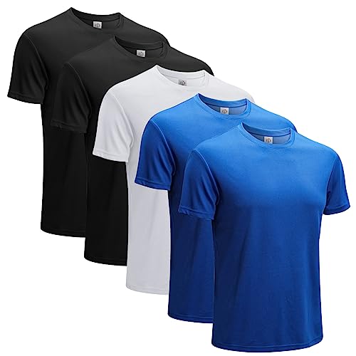 MeetHoo 5PC Sportshirt Herren, Laufshirt Kurzarm Funktionsshirt Atmungsaktiv Schnelltrocknendes T Shirt von MeetHoo
