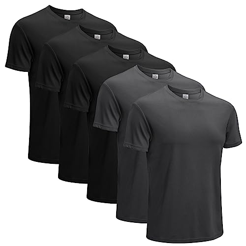 MeetHoo 5PC Sportshirt Herren, Laufshirt Kurzarm Funktionsshirt Atmungsaktiv Schnelltrocknendes T Shirt von MeetHoo