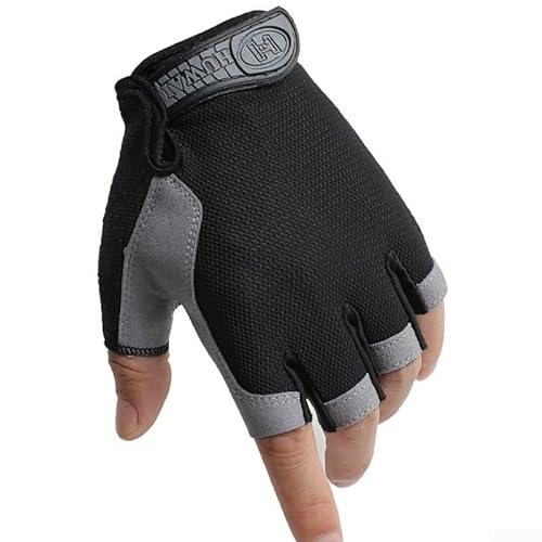 MeevrgR Outdoor-Sport-Fitness-Handschuhe, Halbfinger, Sonnenfest, Radfahren, Fahren (L schwarz) von MeevrgR