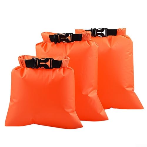 MeevrgR Premium wasserdichte Trockentaschen-Set für Kanufahren, Wandern und Radfahren, 3-teilig, Orange von MeevrgR