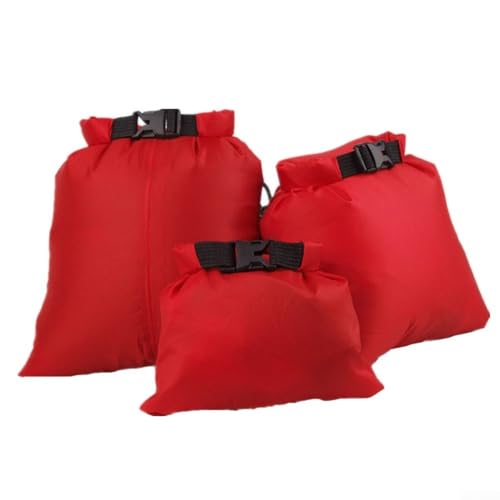 MeevrgR Premium wasserdichte Trockentaschen-Set für Kanufahren, Wandern und Radfahren, 3-teilig, rot von MeevrgR