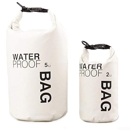 MeevrgR Schützen Sie Ihre Ausrüstung vor Wasserschäden, 25 l wasserdichte Tasche für Camping und Reisen, weiß, 5 l von MeevrgR