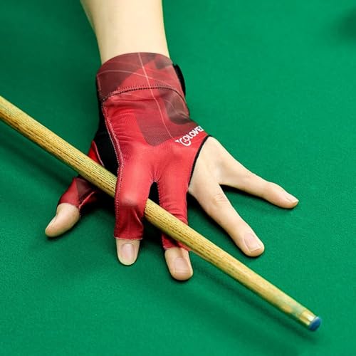 MeevrgR Stylischer Snooker-Handschuh für Billard, Queue, Shooter Spandex, 3-Finger-Handschuh (Rechtsrot) von MeevrgR