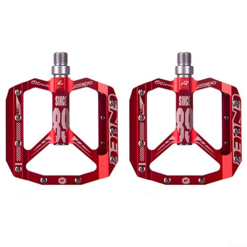 Premium DU-Lager-Fahrradpedale aus Aluminiumlegierung, doppelseitige Edelstahl-Stollen (rot) von MeevrgR