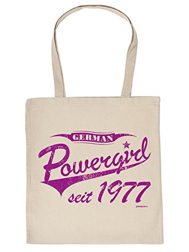 zum 45. Geburtstag Geschenk Stofftasche mit Urkunde German Powergirl seit 1977 Baumwolltasche Geschenkidee zum 45 Geburtstag 45 Jahre von Mega-Shirt