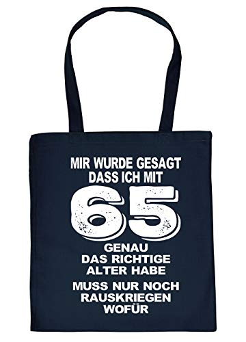 zum 65 Geburtstag Geschenkverpackung Stofftasche mit 65 richtige Alter Baumwolltasche Geschenkidee zum 65 Geburtstag 65 Jahre von Mega-Shirt